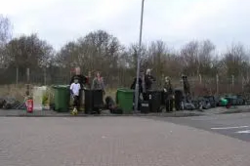 litter picking railway cutting land