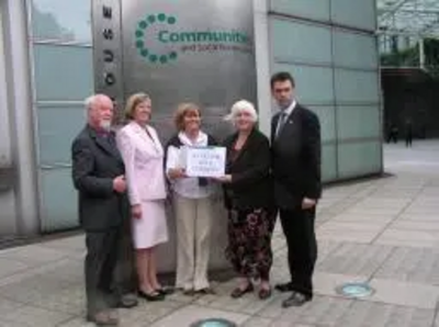 Tom Brake MP (r) and others submitting back garden petition to DCLG