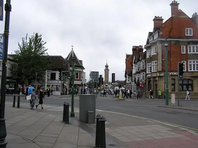 Epsom town centre where there's a concentration of pubs and clubs