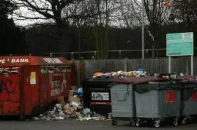 Recycling station at Kiln Lane, Epsom