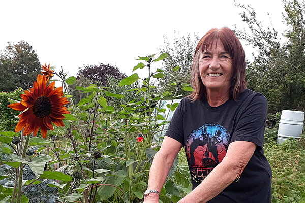 Julie Morris at the allotments