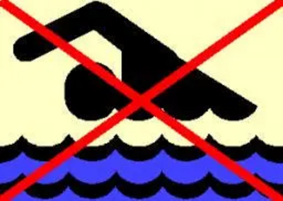 No swimming here sign