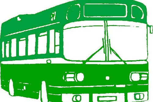 Green single decker bus